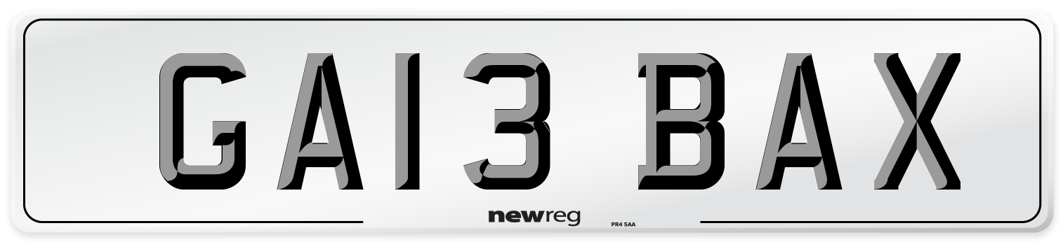 GA13 BAX Number Plate from New Reg